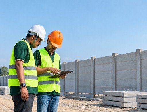 Construction Engineers Reviewing Concrete Plans